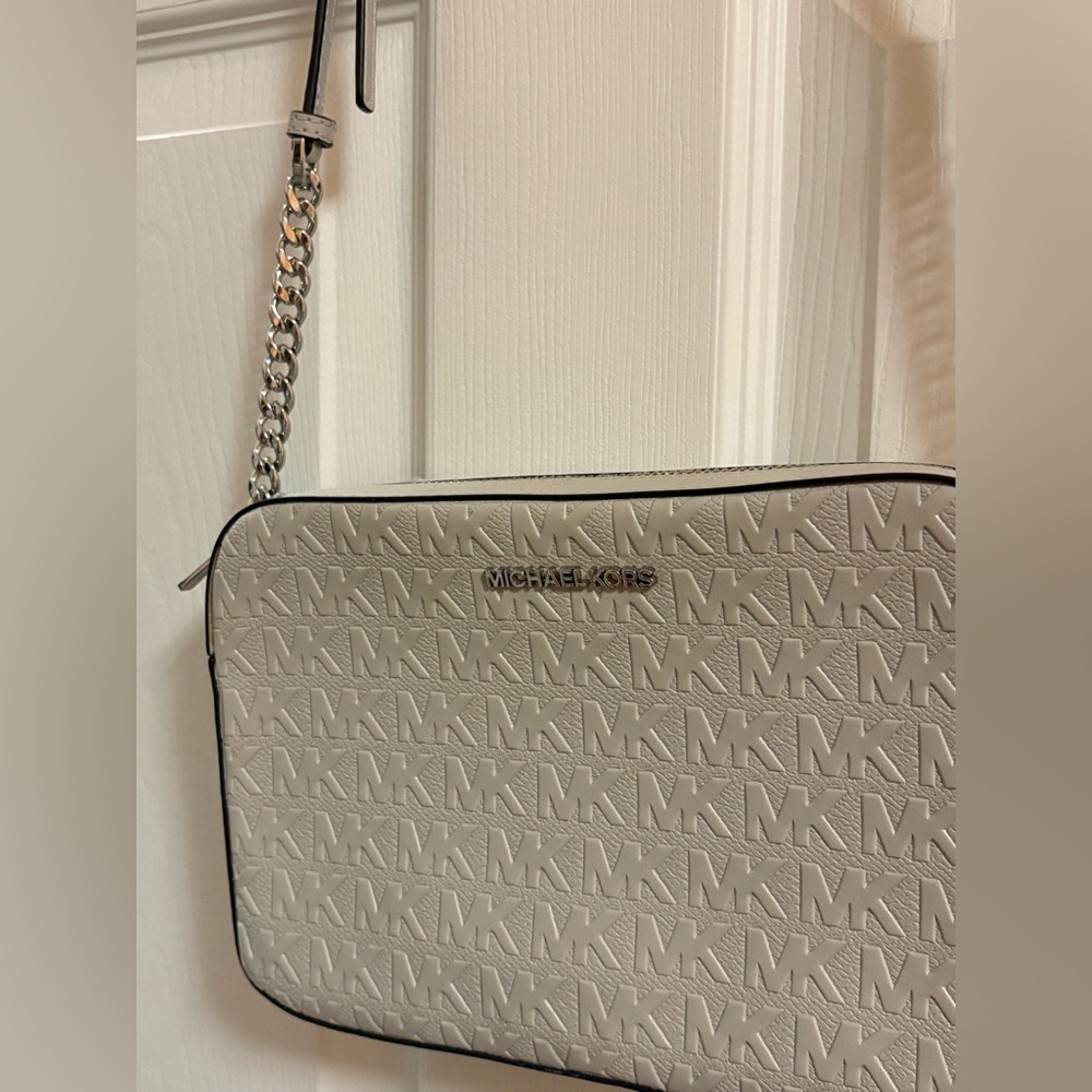 Michael Kors Embossed Logo Leather Purse | Gray